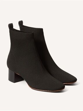 Everlane The Glove Boot Rib Knit Ankle Sock Boots 8.5 Black ReKnit Block Heel